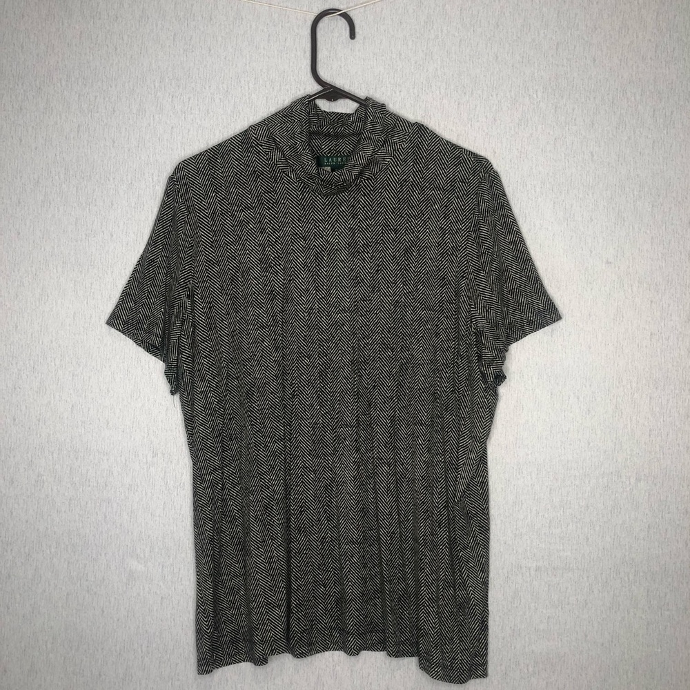 Lauren Ralph Lauren Top Women's 2X Short Sleeve Herringbone Turtleneck